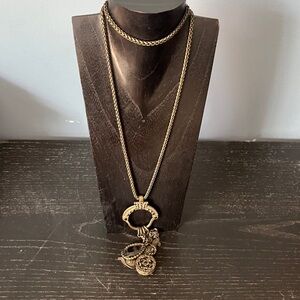 Gold Statement Necklace with Pendant